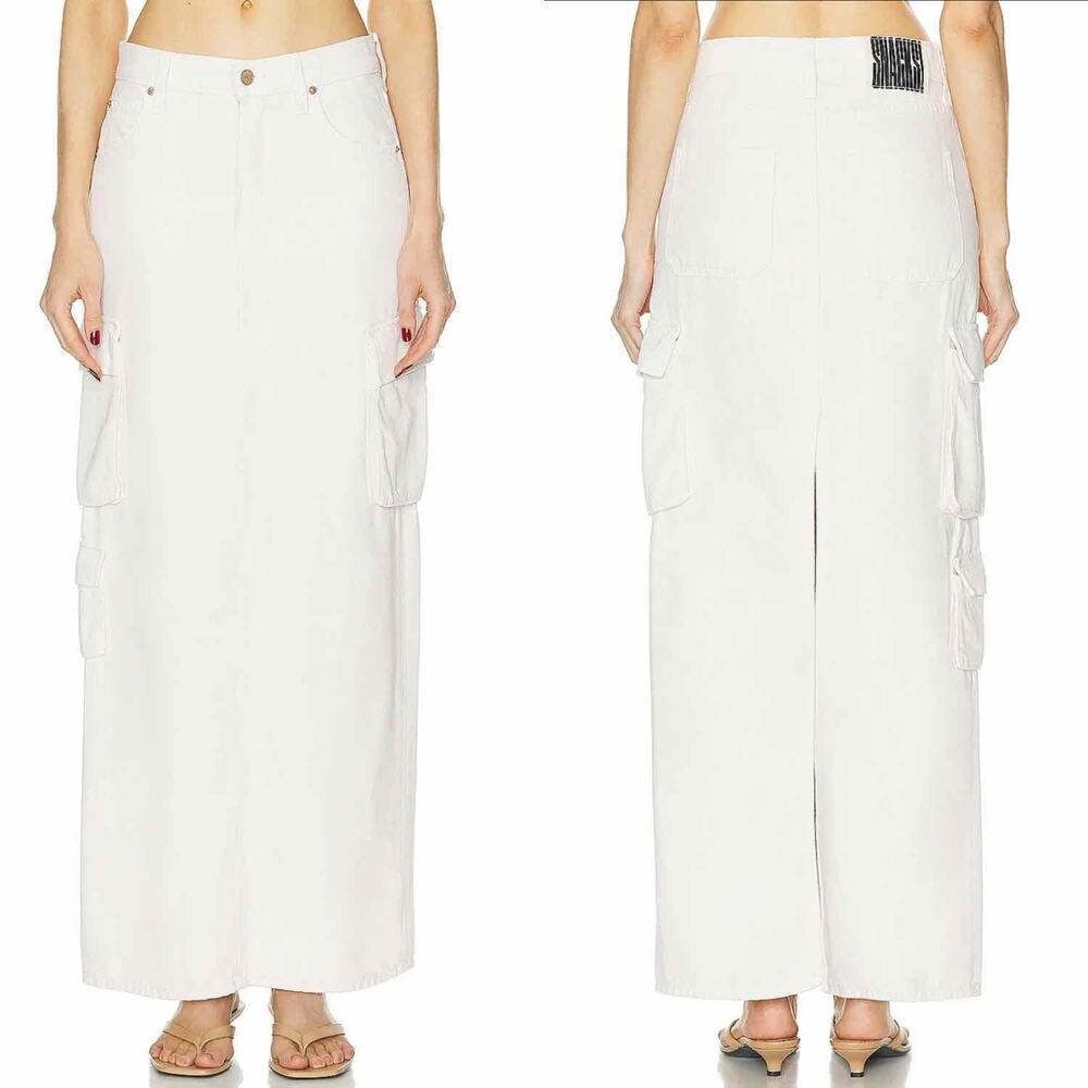 MOTHER SNACKS! The Fun Dip Cargo Maxi Skirt Natural Size 25 - Picture 10 of 11